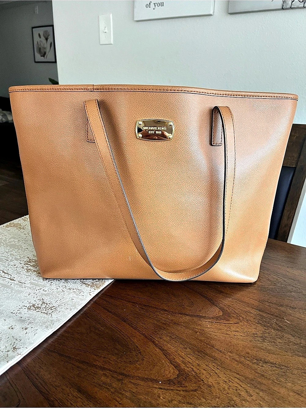 Michael Kors Jet Set Travel Large Saffiano Leather Tote Bag Brown